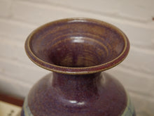 Load image into Gallery viewer, Glazed Earthenware Ovoid Vase With a Blue Hue Flambe Glaze

