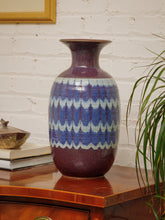 Load image into Gallery viewer, Glazed Earthenware Ovoid Vase With a Blue Hue Flambe Glaze

