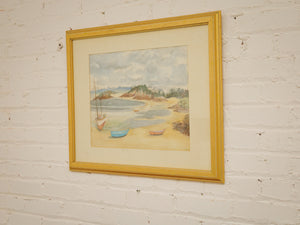 Boats on the Sand Watercolor