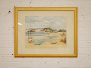 Boats on the Sand Watercolor