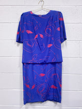 Load image into Gallery viewer, Vintage Cobalt Blue and Fuchsia Dress (S)
