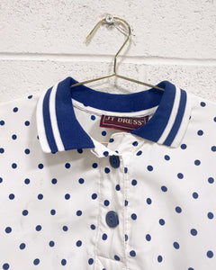Vintage White and Navy Blue Polka Dot Dress (10)