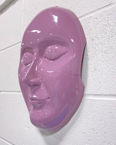 Vintage Large Lavender Plastic  Face Wall Hanging - As Found