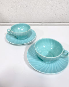Vintage Pair of Franciscan Matte Coffee Cups and Saucers