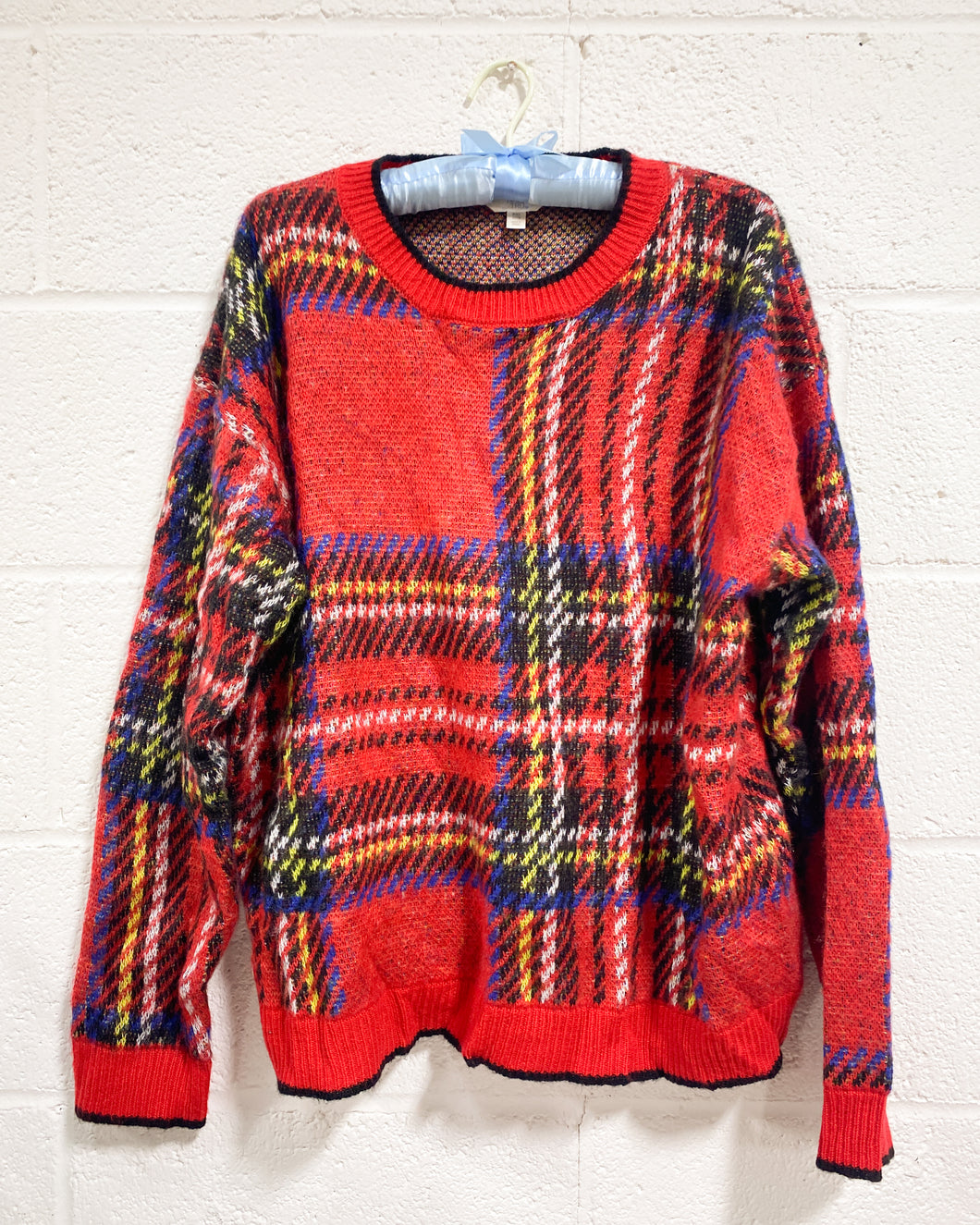 Red Plaid Pullover Sweater (XXL)