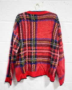 Red Plaid Pullover Sweater (XXL)