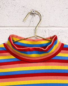 Rainbow Mock Neck Long Sleeve Blouse