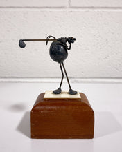 Load image into Gallery viewer, Golfer Figurine made of Metal on Wood Stand
