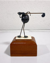 Load image into Gallery viewer, Golfer Figurine made of Metal on Wood Stand
