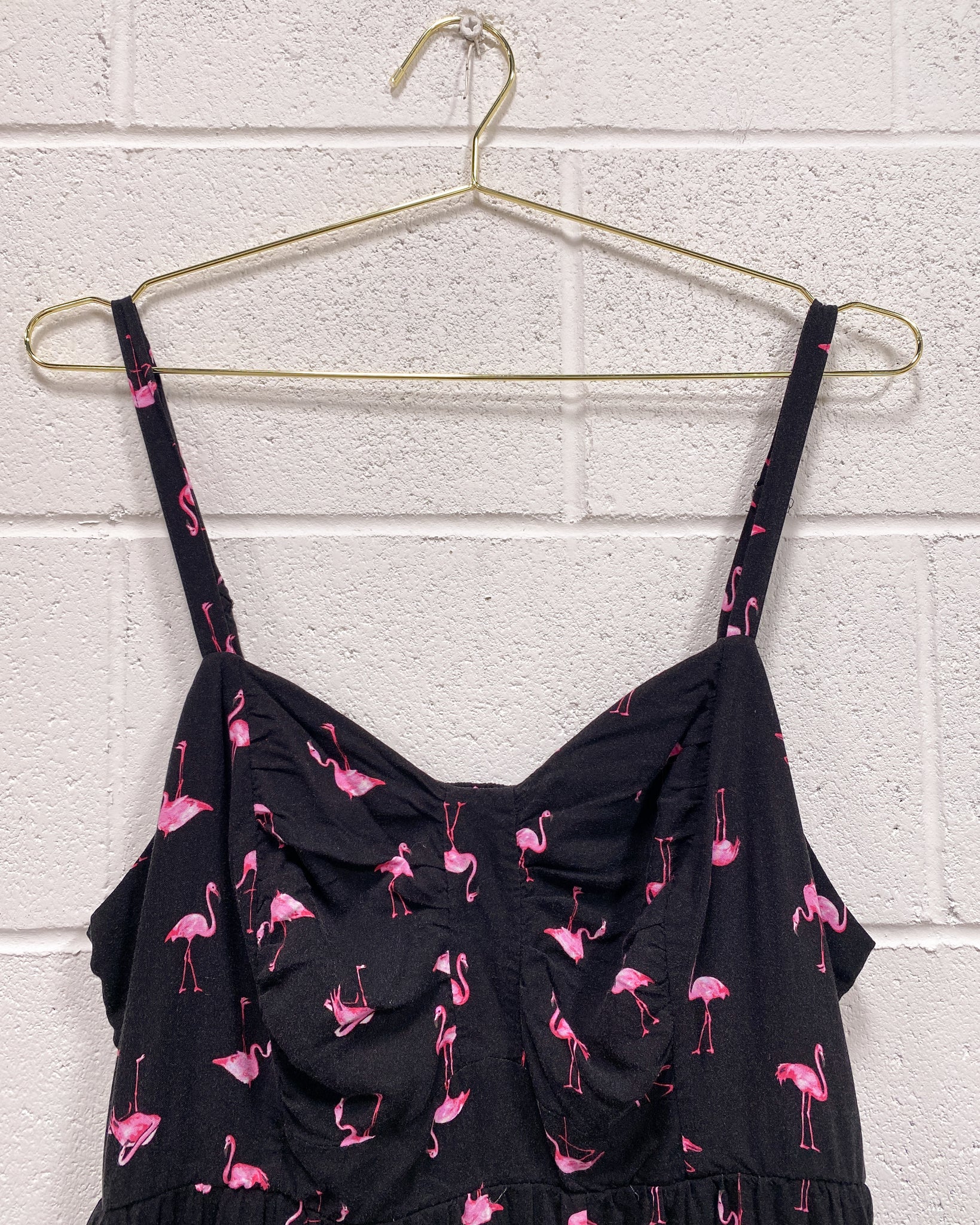 lady vintage flamingo dress Plus Size Coconut Tree Leaf Flamingo Print 1950s Vintage Dress
