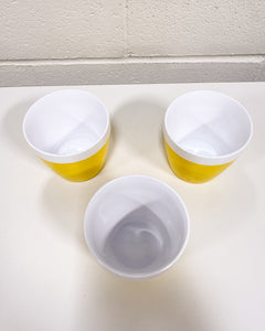 Vintage Set of 3 Plastic Yellow and White Cups