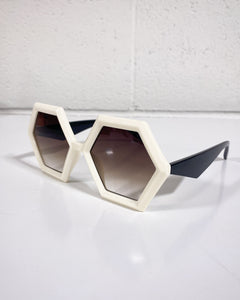 White hexagon Sunglasses