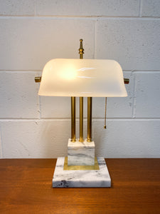 Vintage Marble and Brass Desk Lamp