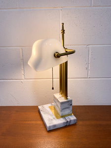Vintage Marble and Brass Desk Lamp