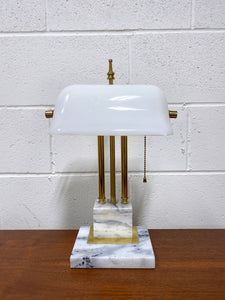 Vintage Marble and Brass Desk Lamp