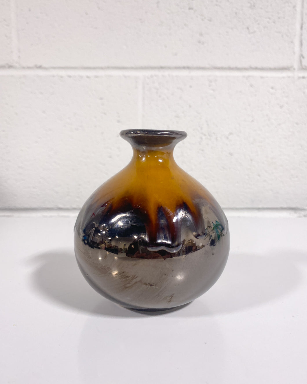 Vintage Small Vase with Metallic Glaze
