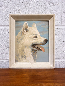 Vintage Painting of a Sweet White Dog
