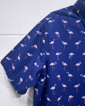 Load image into Gallery viewer, Navy Blue and Pink Flamingo Button Up (1XLT)
