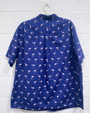 Load image into Gallery viewer, Navy Blue and Pink Flamingo Button Up (1XLT)

