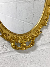 Load image into Gallery viewer, Bright Gold Ovular Ornate Mirror
