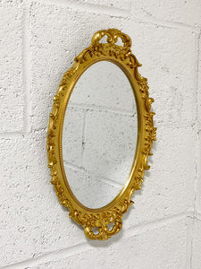 Bright Gold Ovular Ornate Mirror
