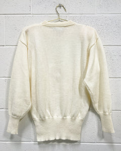 Vintage Cream Beaded Sweater (M)