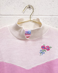 Vintage Pink and White Sweater