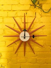 Load image into Gallery viewer, Modern Orange Sunburst Clock
