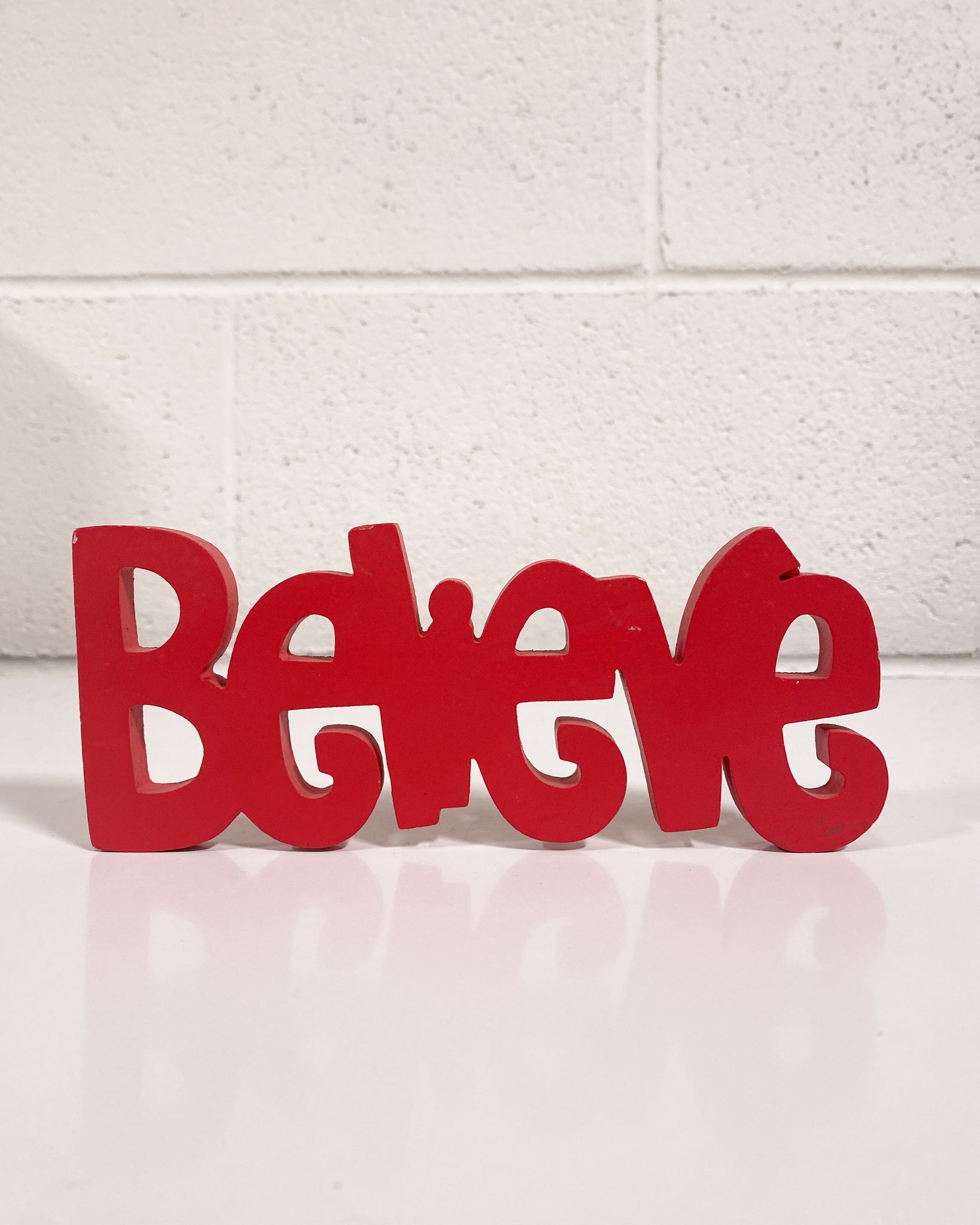 Wooden “Believe” Sign Sunbeam Vintage