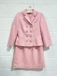 Vintage 2-piece Wool Pink Dress and Waistcoat Set