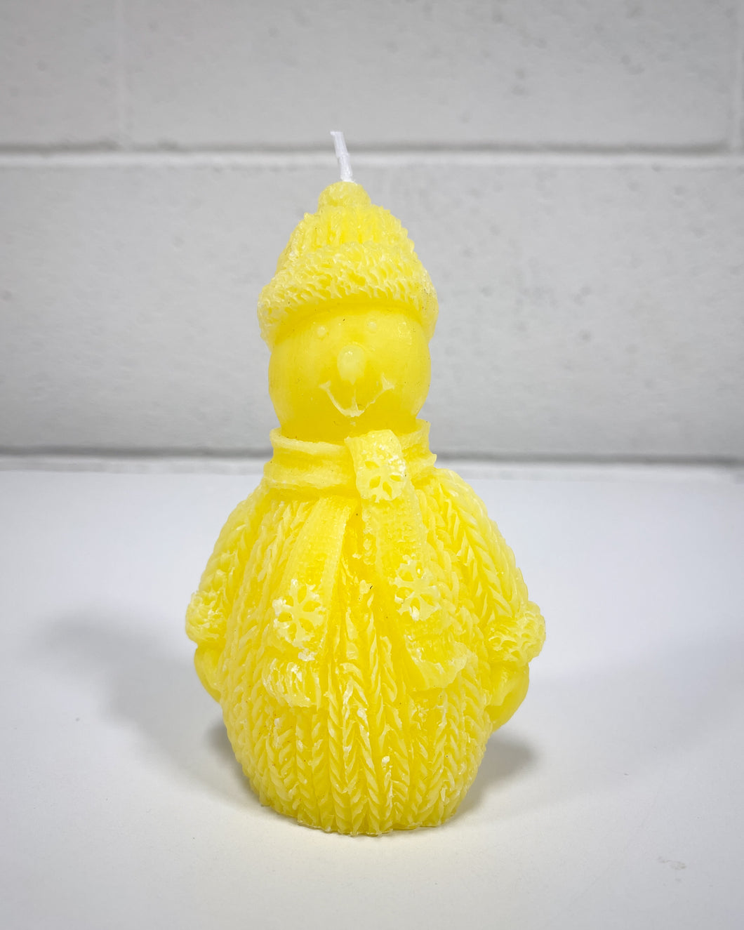 Yellow Snowman Candle
