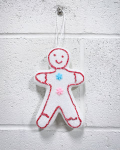 White Glitter Gingerbread Ornament