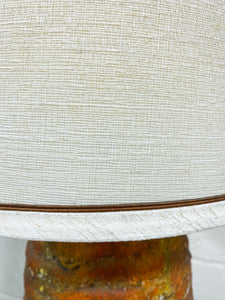 Orange Mid Century Pottery Lamp