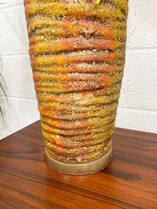 Orange Mid Century Pottery Lamp
