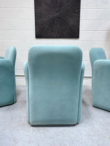 Tiffany Blue Velvet Chairs - Set of 4