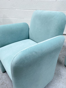 Tiffany Blue Velvet Chairs - Set of 4
