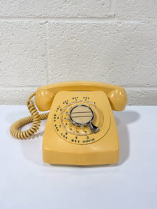 Vintage Buttery Yellow Rotary Phone
