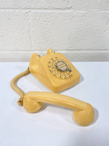 Vintage Buttery Yellow Rotary Phone