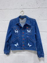 Load image into Gallery viewer, Vintage Wrangler Denim Jacket with Butterflies and Cherries - As Found
