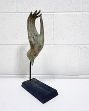 Load image into Gallery viewer, Vintage Bronze Hand Sculpture on Wooden Stand
