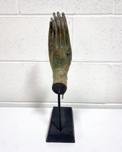 Load image into Gallery viewer, Vintage Bronze Hand Sculpture on Wooden Stand
