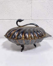 Load image into Gallery viewer, Vintage Silver Plated Hinged Swan Clamshell Serving Dish
