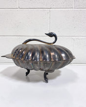 Load image into Gallery viewer, Vintage Silver Plated Hinged Swan Clamshell Serving Dish
