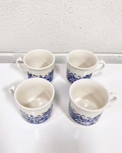 Vintage Set of 4 Pastoral Chinoiserie Coffee Cups - Made in England
