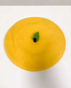 Yellow Beret with Leaf Detail