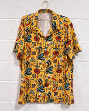 Load image into Gallery viewer, Tattoo Motif Yellow Button Up
