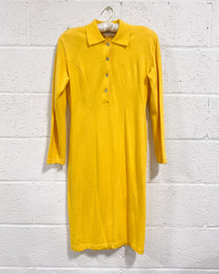 Vintage Esprit Yellow Long Sleeve T-Shirt Dress (M)