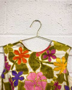 Vintage Tropical Floral Sleeveless Blouse