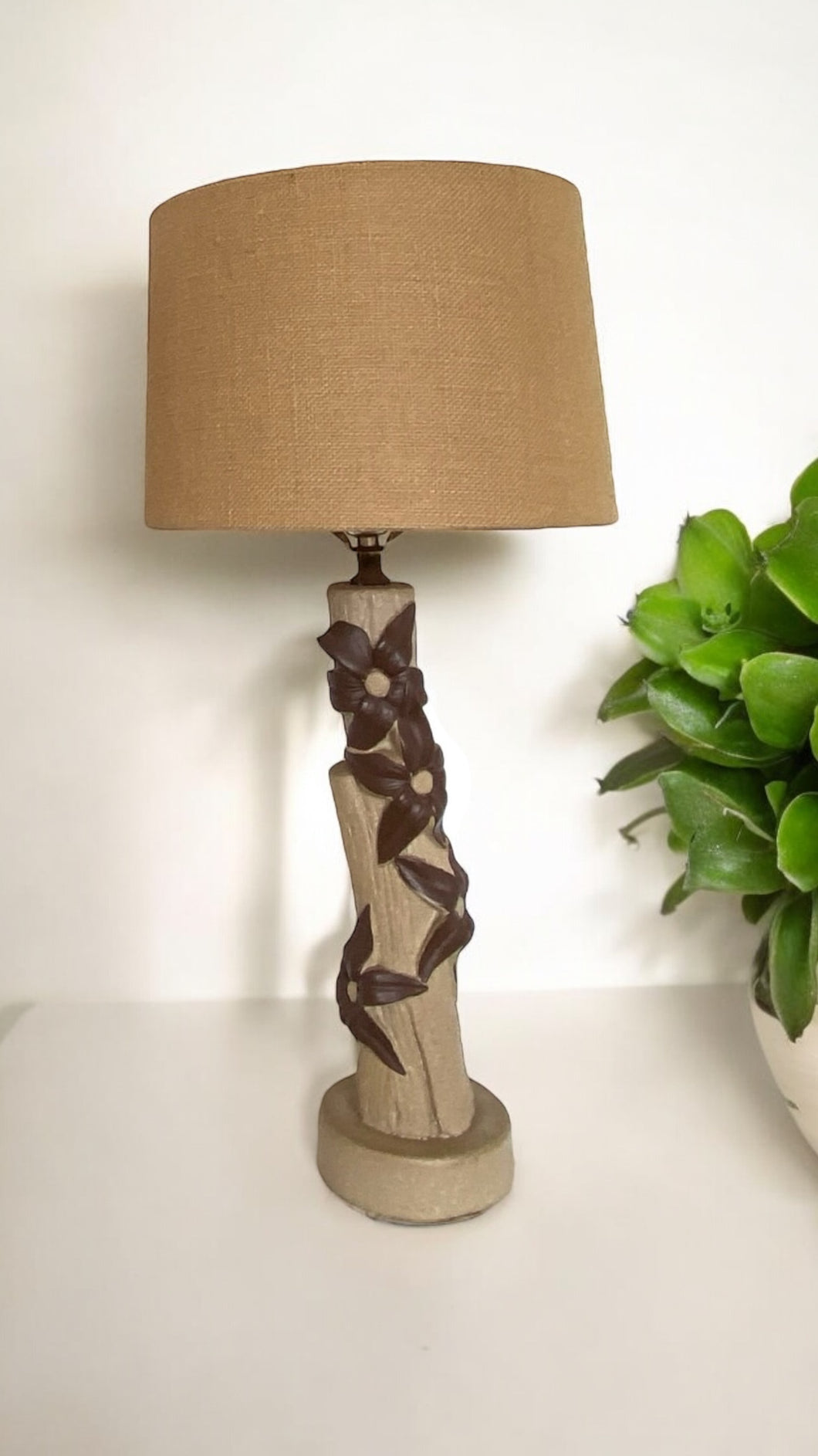 Vintage ceramic mid century tiki lamps