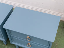 Load image into Gallery viewer, Blue Hollywood Regency Nightstands
